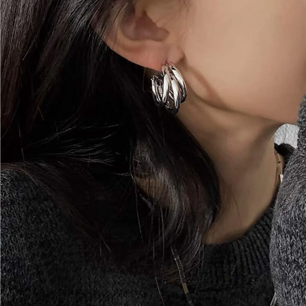 Chunky Gold Hoop Earrings | Bold Statement Hoops (Gold or Silver) - Picture 9 of 15